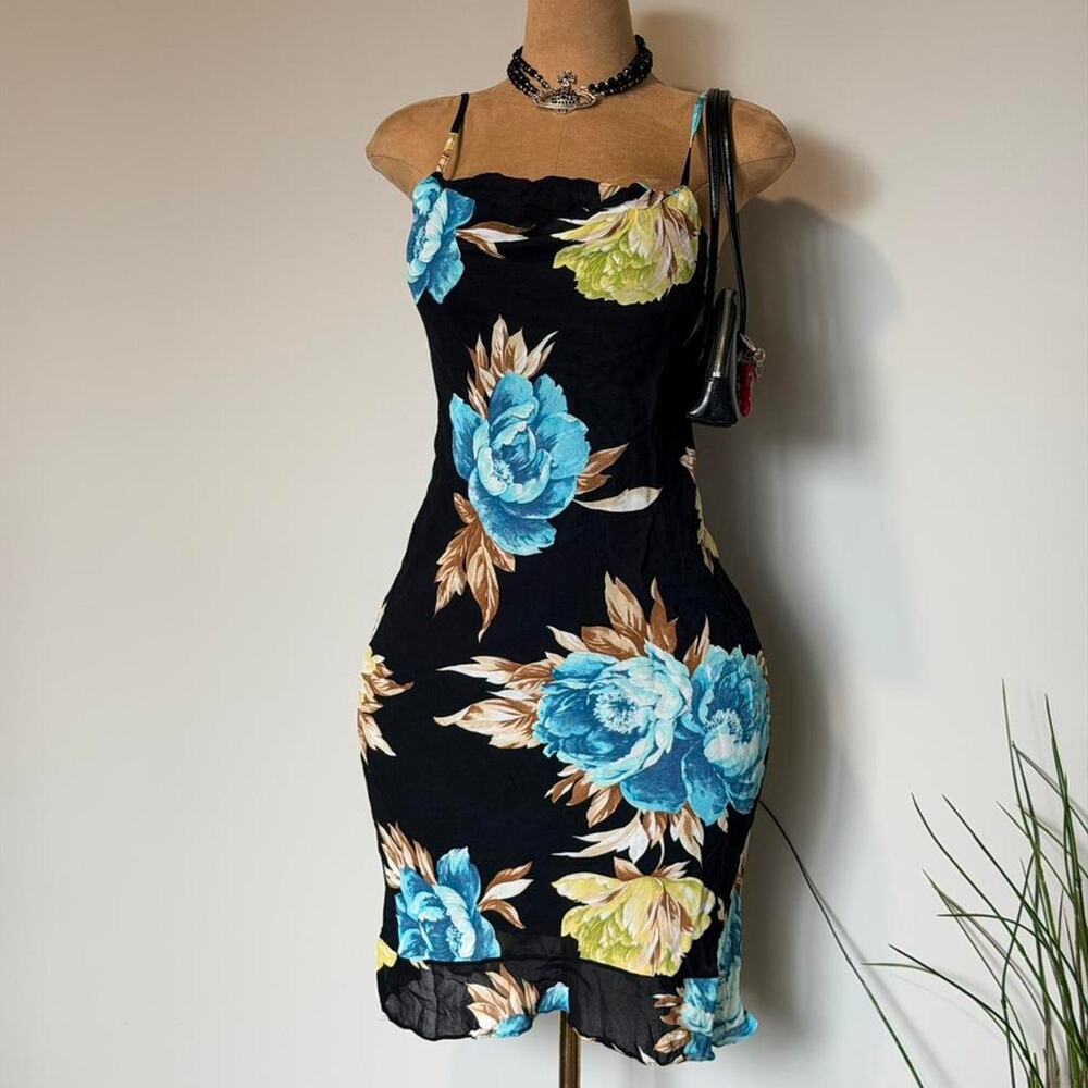 Black floral slip dress